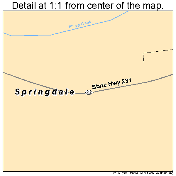 Springdale, Washington road map detail