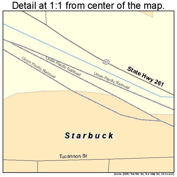 Starbuck, Washington road map detail