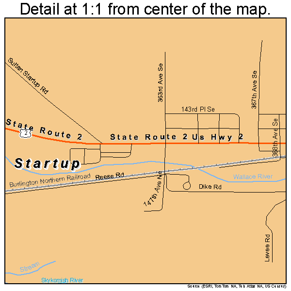 Startup, Washington road map detail