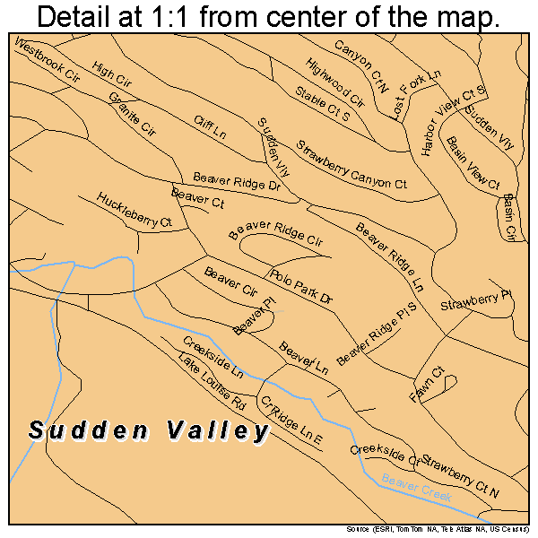 Sudden Valley, Washington road map detail
