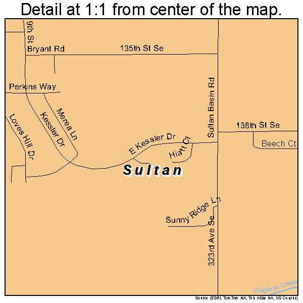 Sultan, Washington road map detail