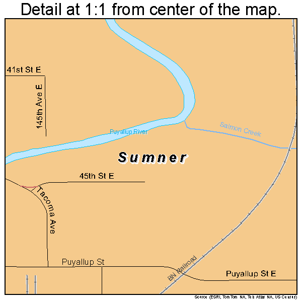 Sumner, Washington road map detail