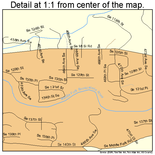 Tanner, Washington road map detail