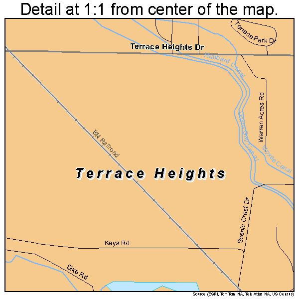 Terrace Heights, Washington road map detail