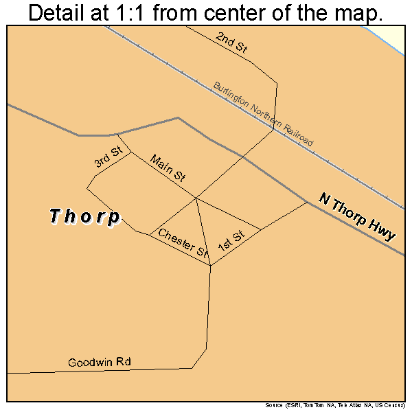 Thorp, Washington road map detail