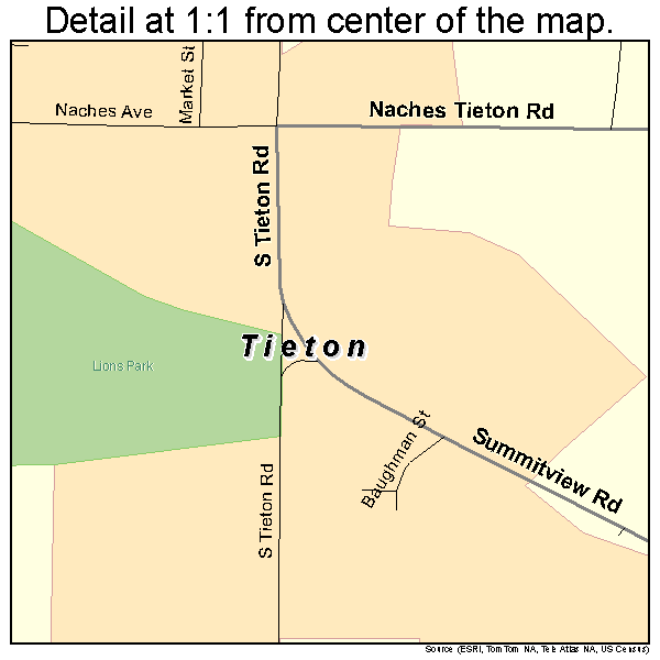 Tieton, Washington road map detail