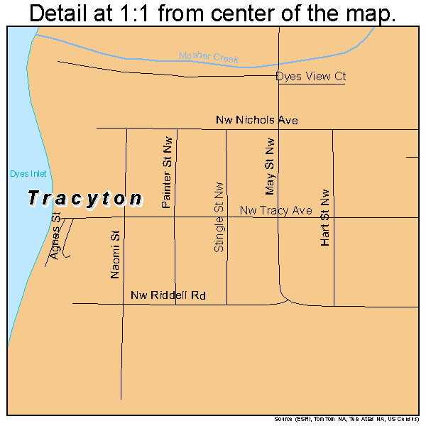 Tracyton, Washington road map detail