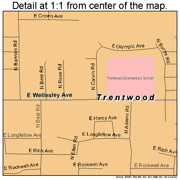 Trentwood, Washington road map detail