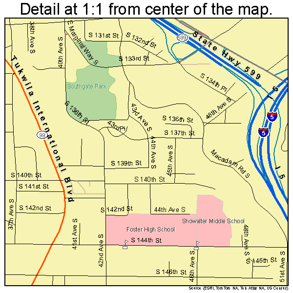 Tukwila, Washington road map detail