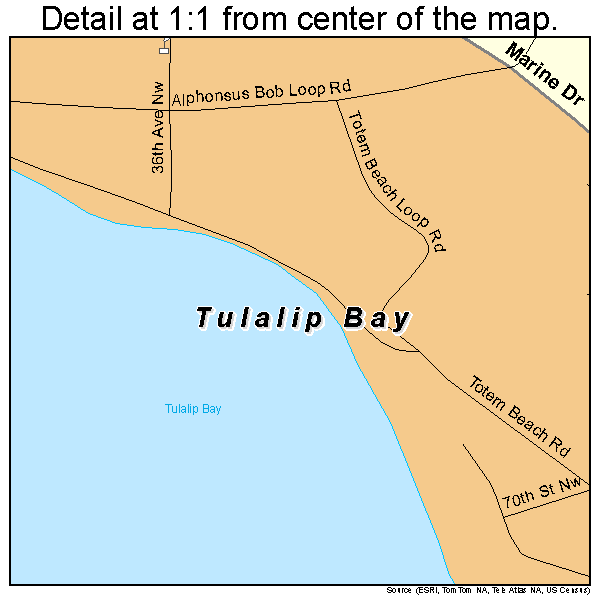 Tulalip Bay, Washington road map detail