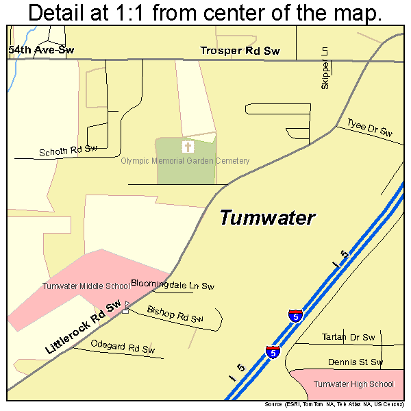 Tumwater, Washington road map detail