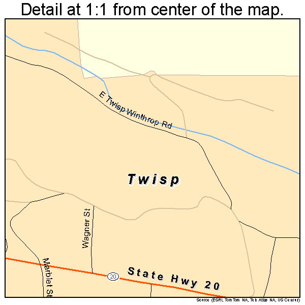 Twisp, Washington road map detail