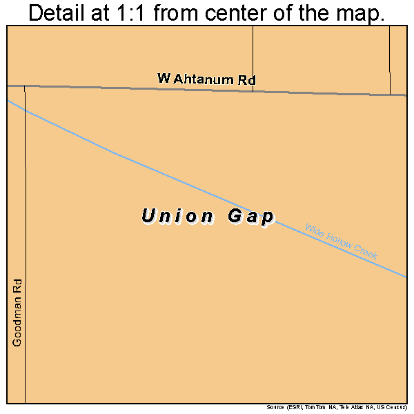 Union Gap, Washington road map detail