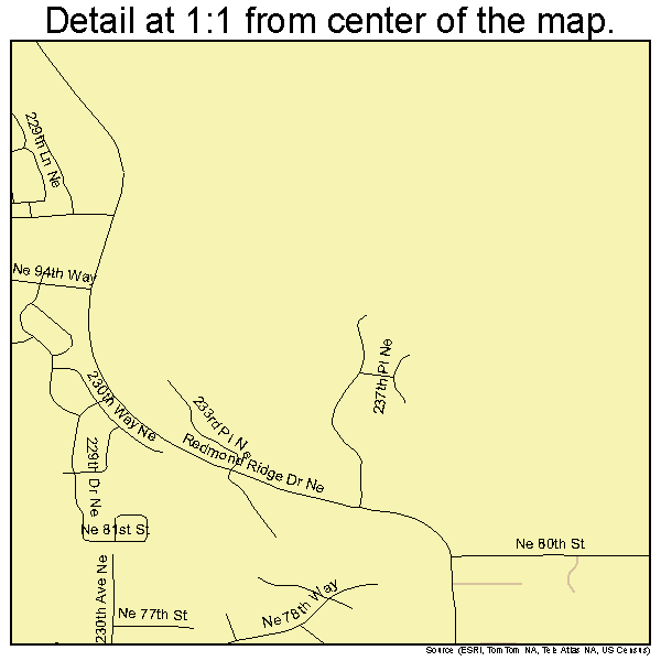 Union Hill-Novelty Hill, Washington road map detail