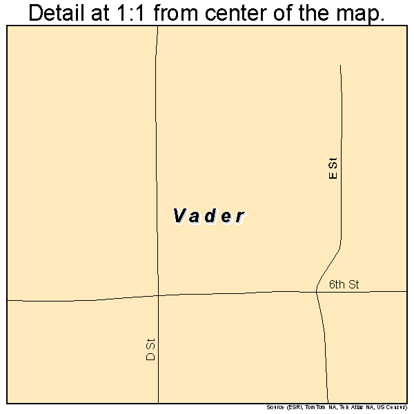 Vader, Washington road map detail