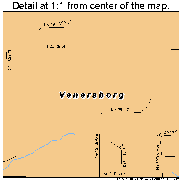 Venersborg, Washington road map detail