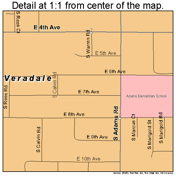 Veradale, Washington road map detail