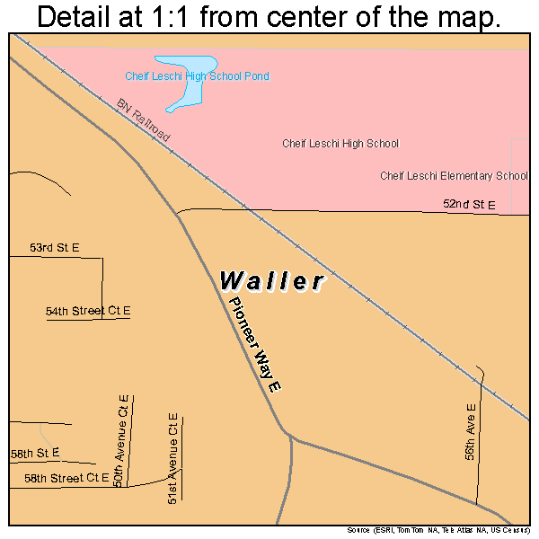 Waller, Washington road map detail