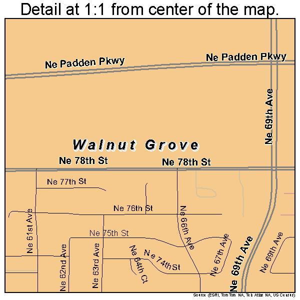 Walnut Grove, Washington road map detail