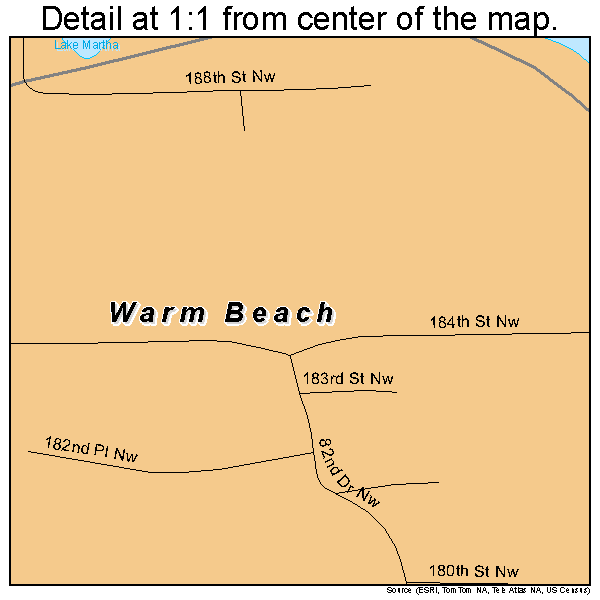 Warm Beach, Washington road map detail