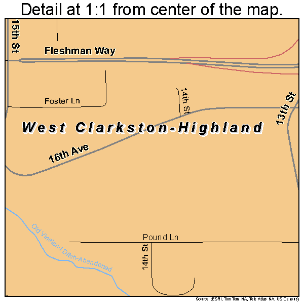 West Clarkston-Highland, Washington road map detail