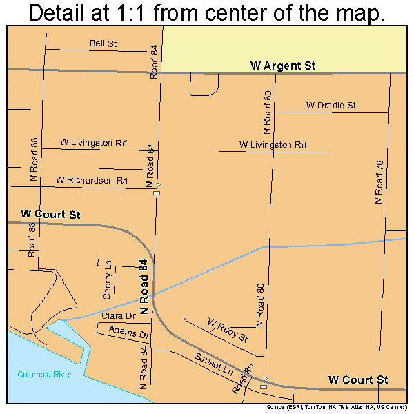 West Pasco, Washington road map detail