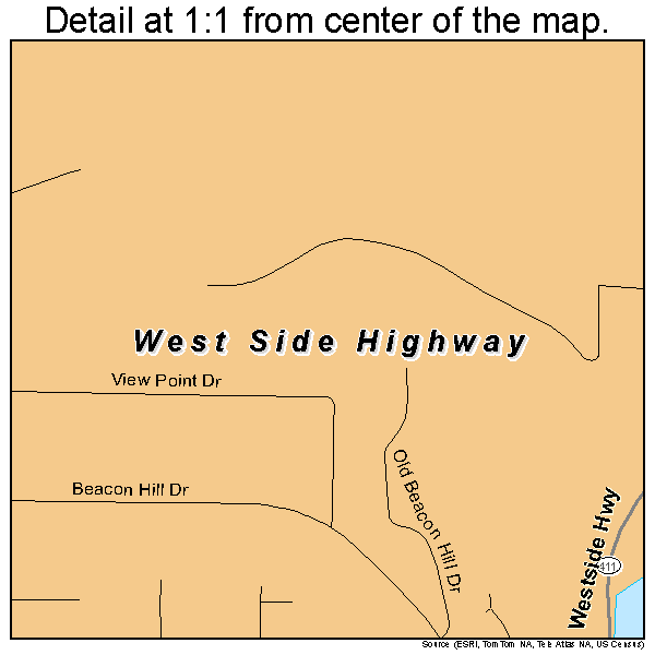 West Side Highway, Washington road map detail