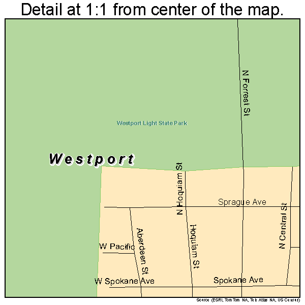 Westport, Washington road map detail