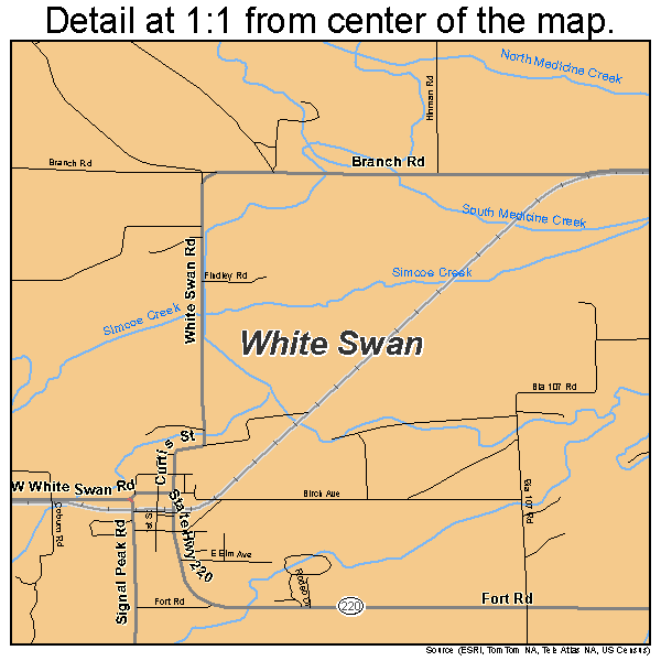 White Swan, Washington road map detail