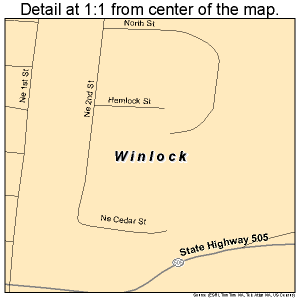 Winlock, Washington road map detail