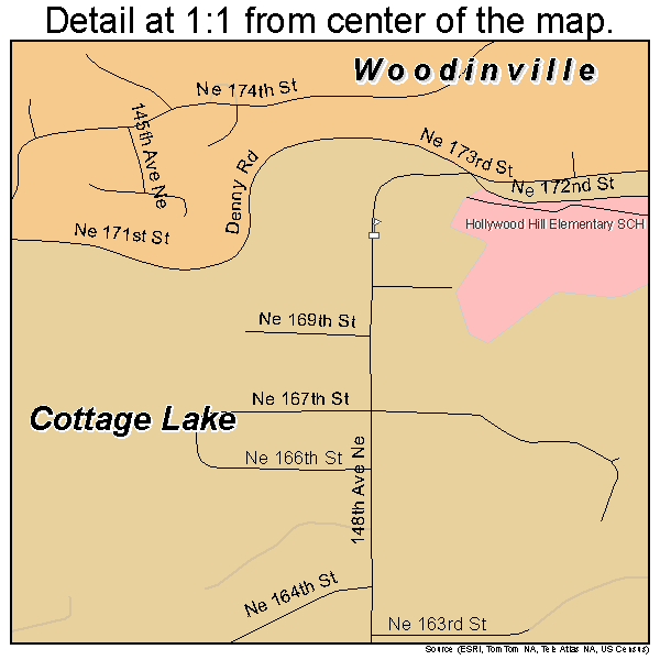 Woodinville, Washington road map detail