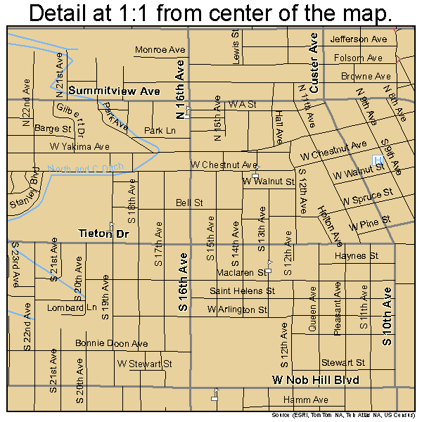Yakima, Washington road map detail