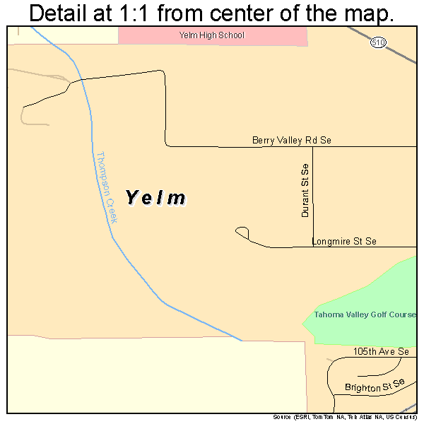 Yelm, Washington road map detail