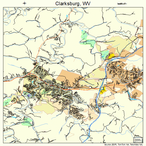 Clarksburg, WV street map