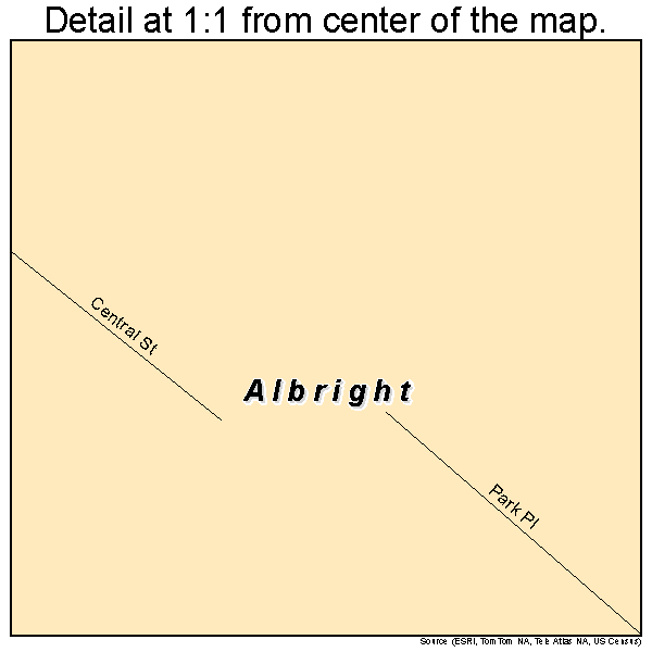 Albright, West Virginia road map detail