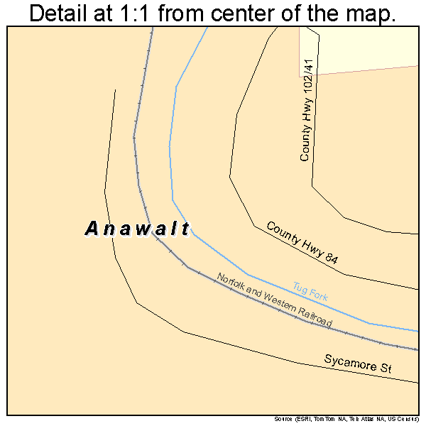 Anawalt, West Virginia road map detail
