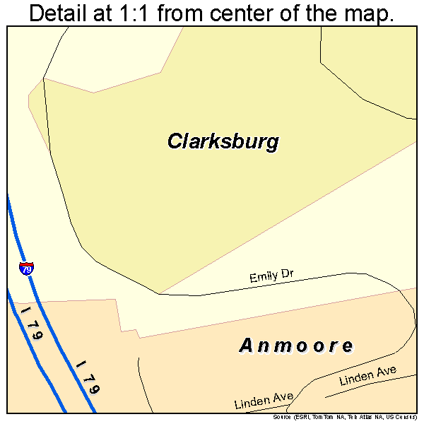 Anmoore, West Virginia road map detail
