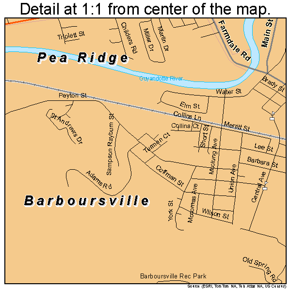 Barboursville, West Virginia road map detail