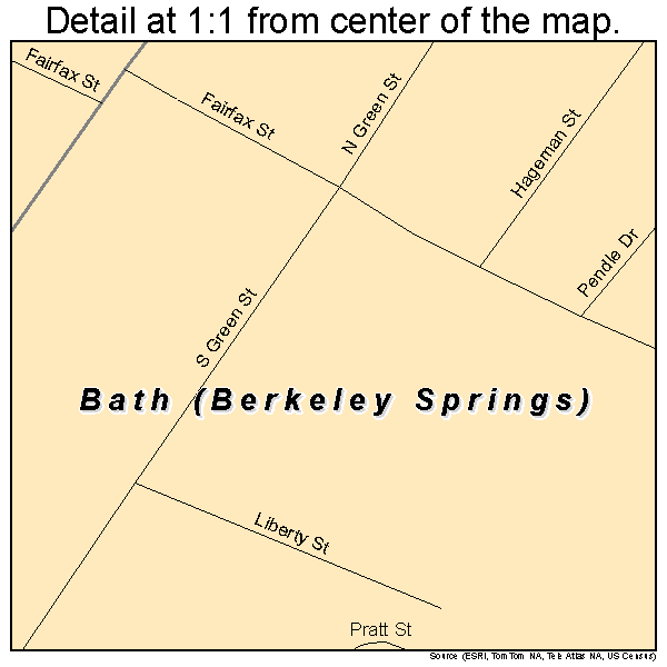 Bath (Berkeley Springs), West Virginia road map detail