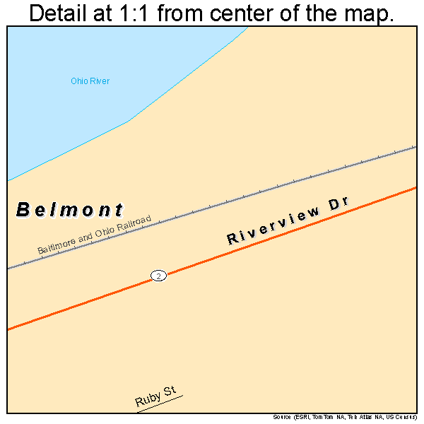 Belmont, West Virginia road map detail