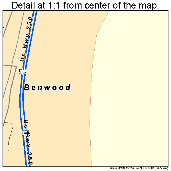 Benwood, West Virginia road map detail