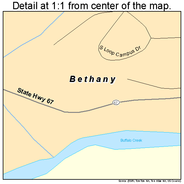 Bethany, West Virginia road map detail