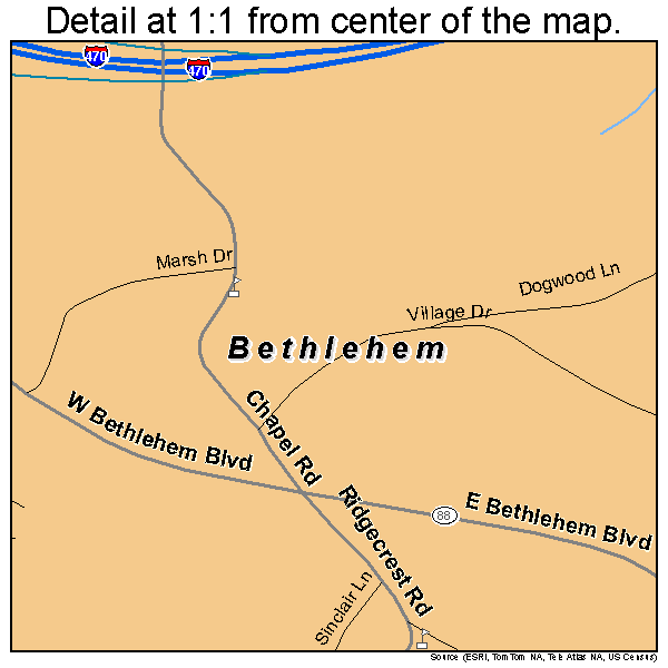 Bethlehem, West Virginia road map detail