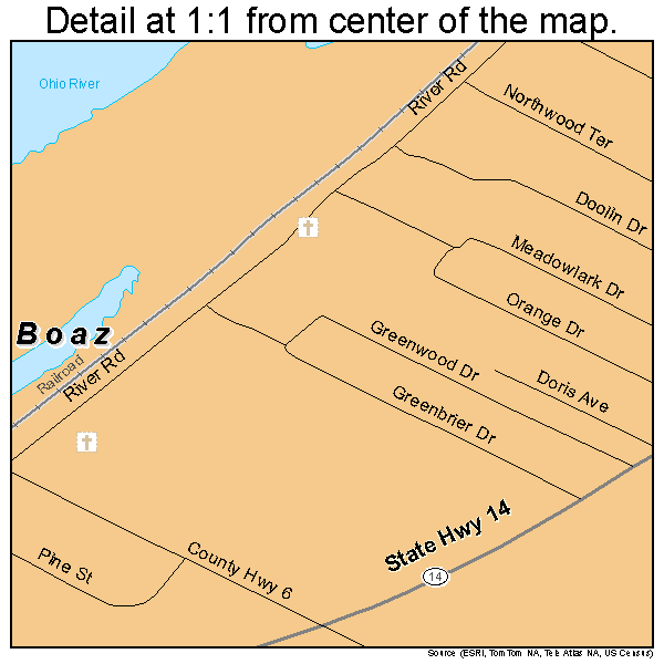 Boaz, West Virginia road map detail