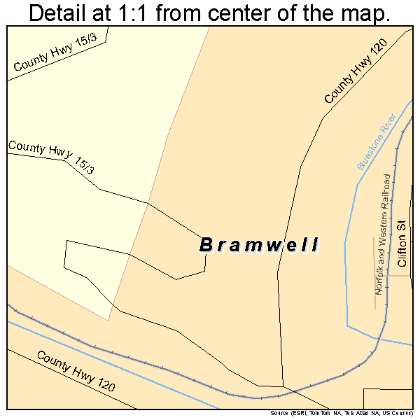 Bramwell, West Virginia road map detail