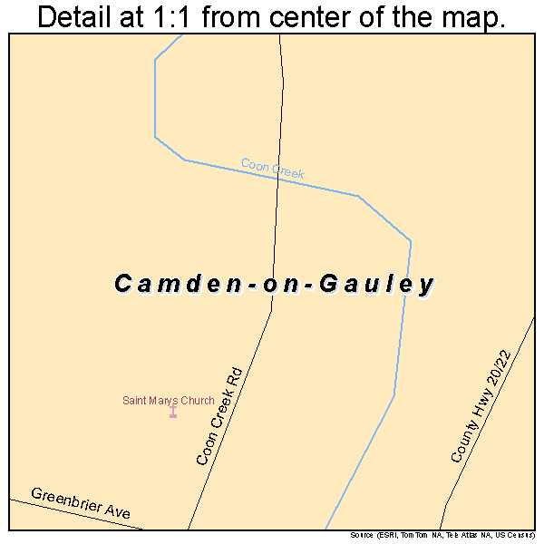 Camden-on-Gauley, West Virginia road map detail