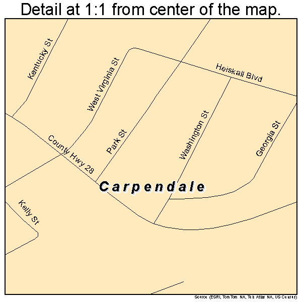 Carpendale, West Virginia road map detail