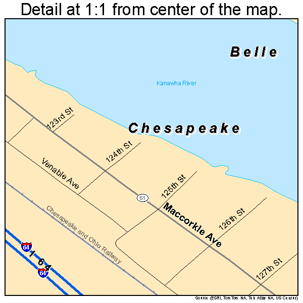 Chesapeake, West Virginia road map detail