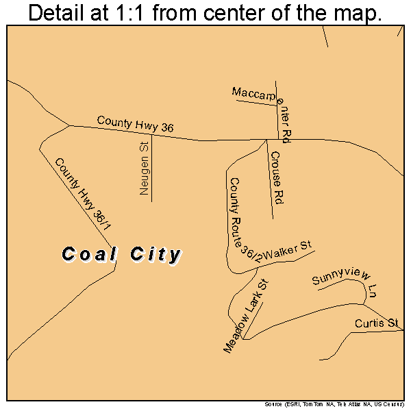 Coal City, West Virginia road map detail