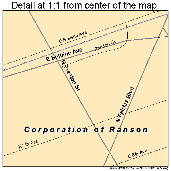 Corporation of Ranson, West Virginia road map detail